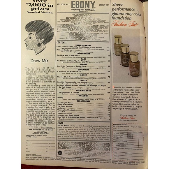 January 1981 Ebony MagazIne  with Featured Cover, “Ebony Interview: Billy Dee - Picture 2 of 16